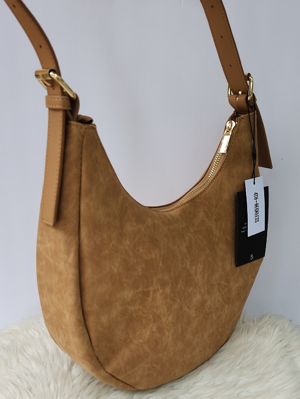 NWT 4TH + RECKLESS ANTHROPOLOGIE UNA FAUX SUEDE CRESCENT SHOULDER BAG - Picture 12 of 12